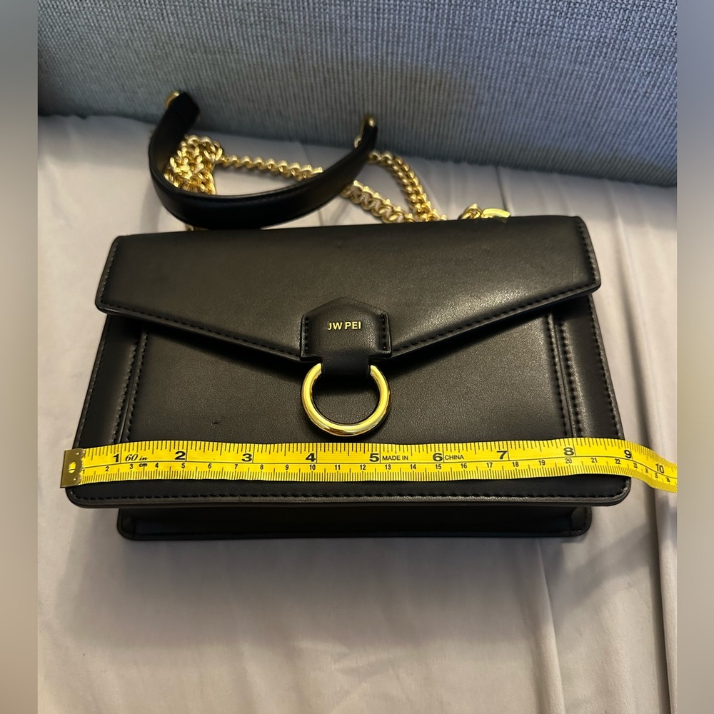JW PEI Bag - Envelope Chain Crossbody - Black with Gold Hardware - Vegan Leather - Picture 11 of 15